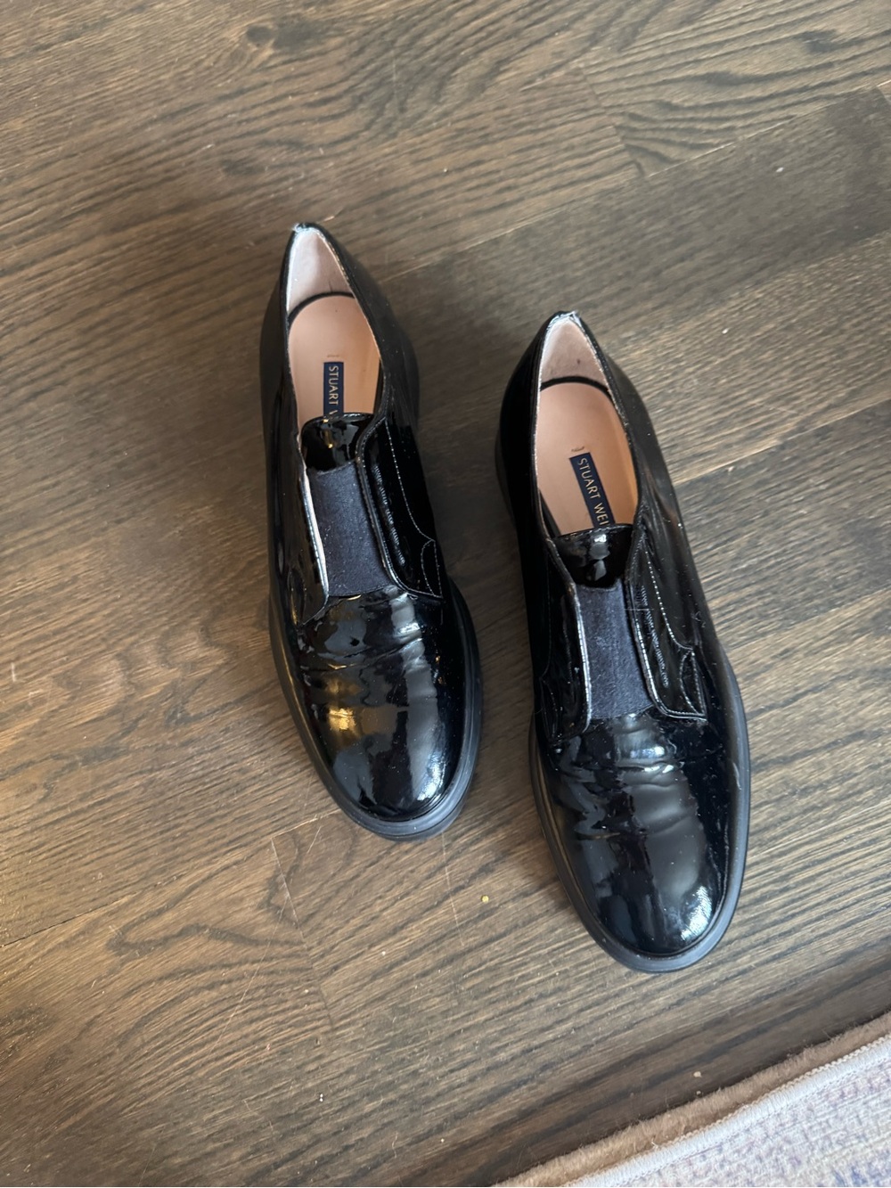 Stuart Weitzman Women’s Black Patent Slip-On Loafers/Oxfords